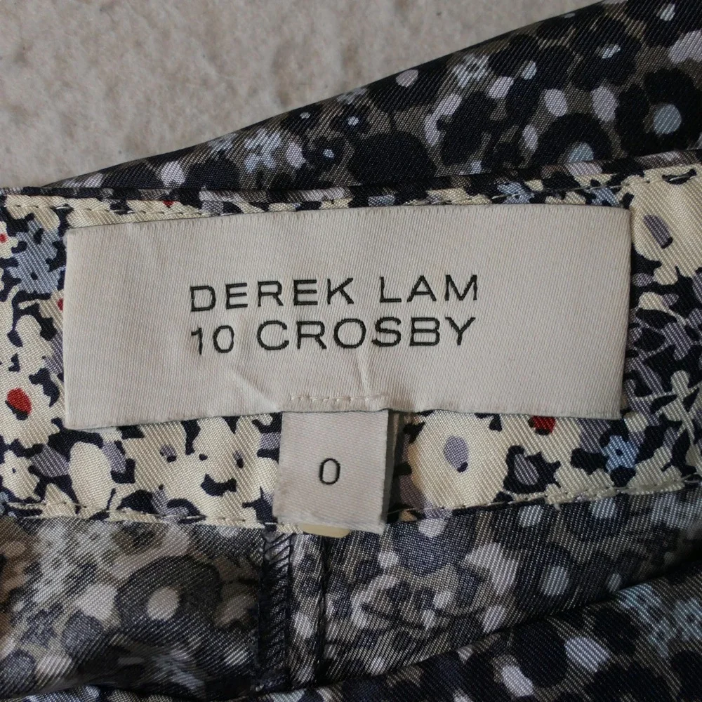 Derek Lam 10 Crosby Womens Silk Pants 0 Black Floral Wide Leg Earthy Artsy Indie